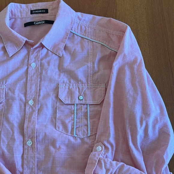 Carbon XL Pink Button Western Shirt Roll Tab Option Long Sleeve Classic - Picture 6 of 13